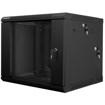 Lanberg шкаф установки, WF02-6609-10B, 600mm, 600mm, 9U, 60kg, 2 слота для вентиляторов, IP20, стеклянная дверь (WF02-6609-10B)