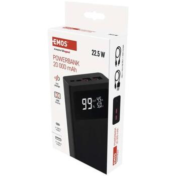 Emos Power Bank BetaQ 20 B0532B, 20000 мАч, 22,5 Вт, 2x USB-A, 1x USB-C, 1x micro USB, LED индикатор (B0532B)