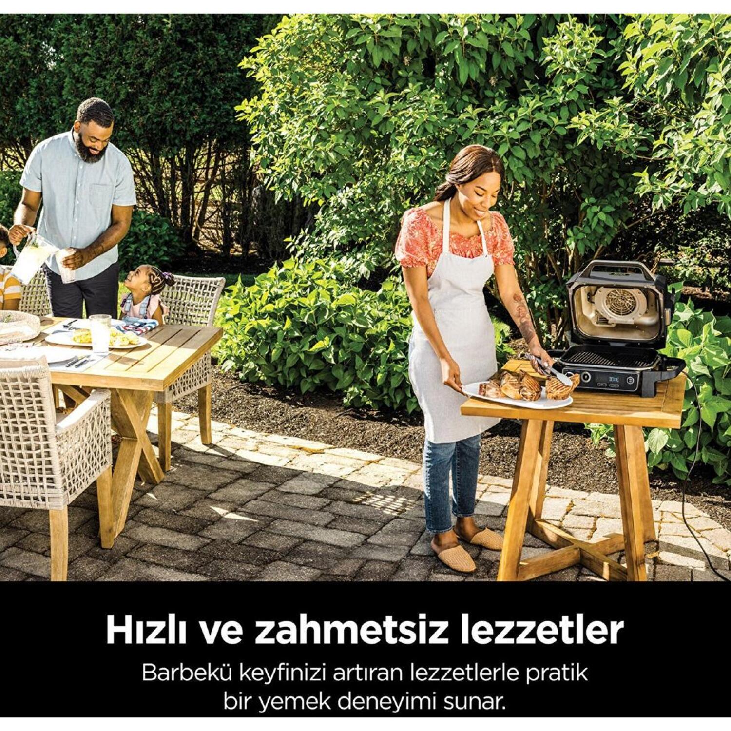 Ninja Elektriskais grils OG701EU 29187399, 2400 W, 28 cm, 37 cm, pelēks, ar vāku, nepiedegošs pārklājums (29187399)