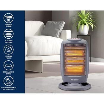 Beper Обогреватель P203PAN011, 1200W, 3 уровня, галоген, термостат, защита от перегрева (P203PAN011)