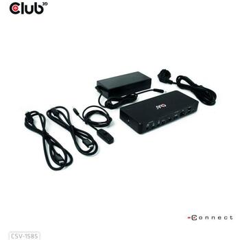 Club3D док-станция CSV-1585, 1x HDMI, 1x RJ45, 3x USB-C, 3x USB 3.2, 1x DisplayPort, 1x разъем для наушников, 120W адаптер питания (CSV-1585)