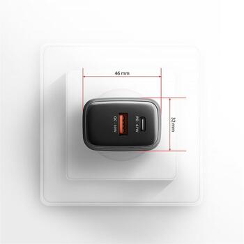 Axagon lādētājs ACU-PQ67D 67W, 2xUSB, PD3.0, QC4+, LCD displejs, strāvas adapteris (ACU-PQ67D)