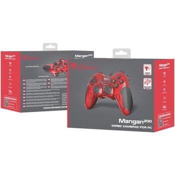 Genesis Mangan 200 NJG-1425, геймпад, USB Type-A, кабель 1.8м, 15 кнопок, кнопка Turbo, вибрация, эргономичный, красный (NJG-1425)
