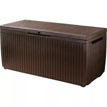 Keter Springwood Storage Box 305L коричневый, 29202378590, 305L, 123x53x57см, устойчив к погоде, сиденье для 2 (29202378590)