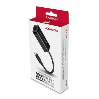 Axagon USB-C гигабитный Ethernet адаптер ADE-SRC, 1000 Mbit/s, 1 RJ-45 порт, USB питание, Plug and Play, поддержка VLAN (ADE-SRC)