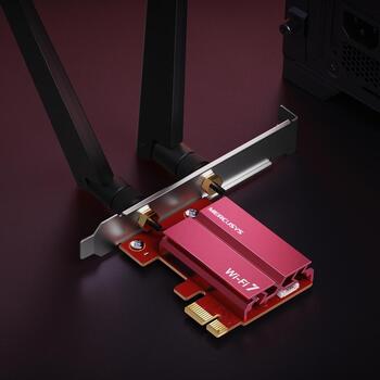 Mercusys BE9300 WiFi 7 Bluetooth 5.4 PCIe адаптер MA47BE, 5765 Mbps, 2.4 GHz, 5 GHz, 6 GHz, PCI Express, WPA3-SAE (MA47BE)