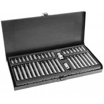 Hogert HT1S404 набор бит для отверток, 40 шт., сталь CrV, металлический кейс, Torx/Spline/Hex, 30/75 мм, 10 мм, 3/8