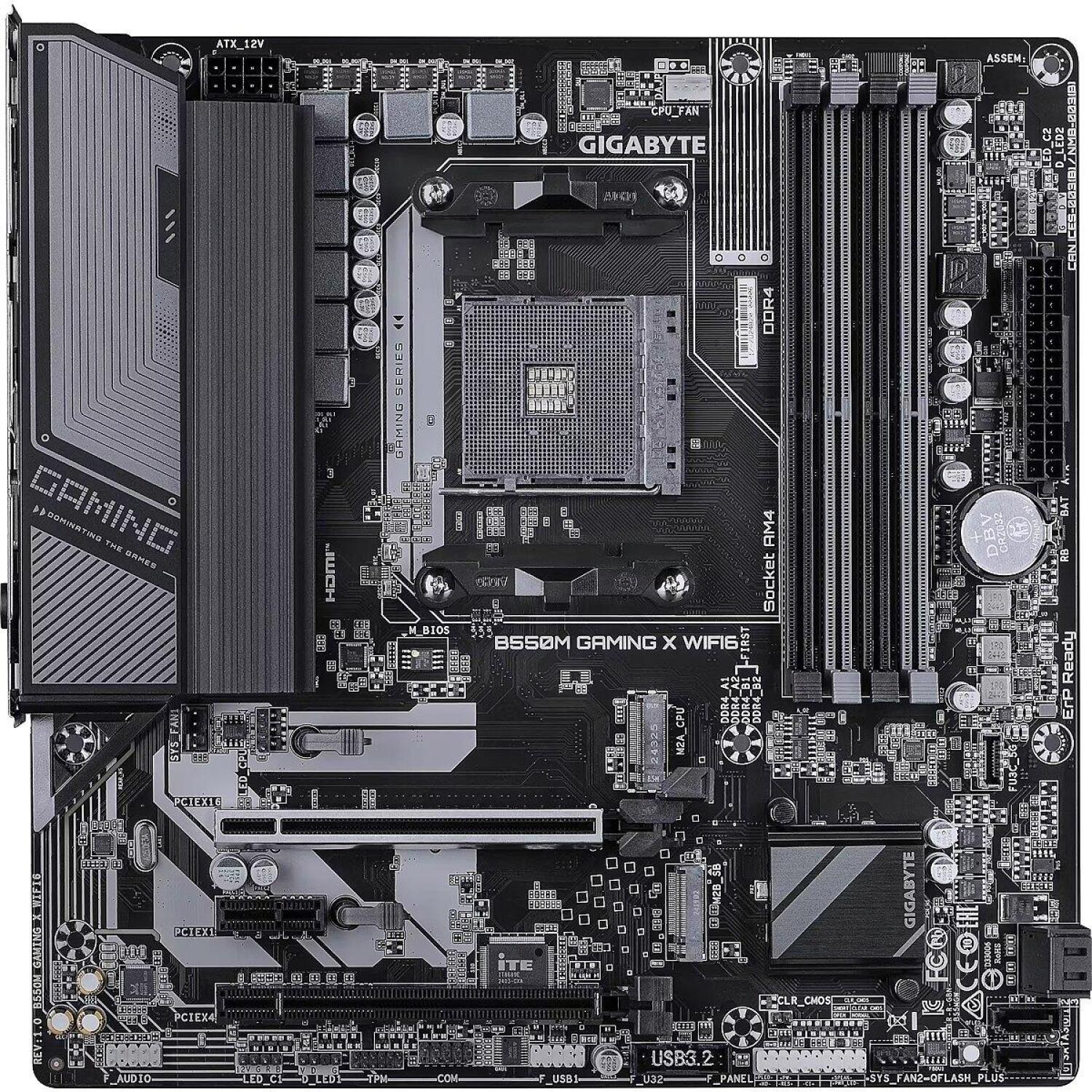 Gigabyte B550M GAMING X WIFI6, материнская плата, B550M GAMING X WIFI6, 4xSATA, 2xM.2, DDR4, AM4, 128GB, 802.11ax, Bluetooth 5.3 (B550M GAMING X WIFI6)