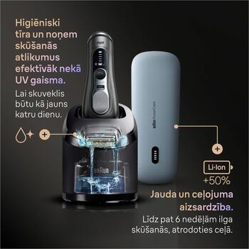 Braun skuveklis Series 9 Pro+ 9675cc, 60 min, mitrā un sausā, litija jonu, pelēks, 5+1 skūšanās elementi, ProTrimmer (9675CC)
