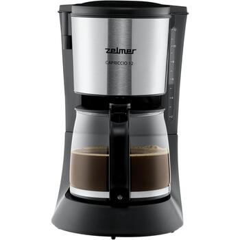 Zelmer Кофеварка ZCM1200 71605462P, 680 W, 1.2 л, 12 чашек, автоматическое отключение, черный и серебристый цвет (71605462P)