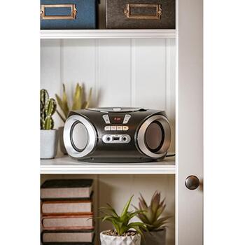 Adler CD Boombox AD 1181bs, 2x4W, 20 FM станций, USB подключение, LCD дисплей, Аккумулятор, AUX вход (AD 1181bs)