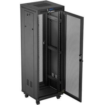 Szafa instalacyjna rack stojąca 19 cali 37U 600x600 drzwi perforowane LCD czarna (Flat pack) (FF01-6637-23BL)