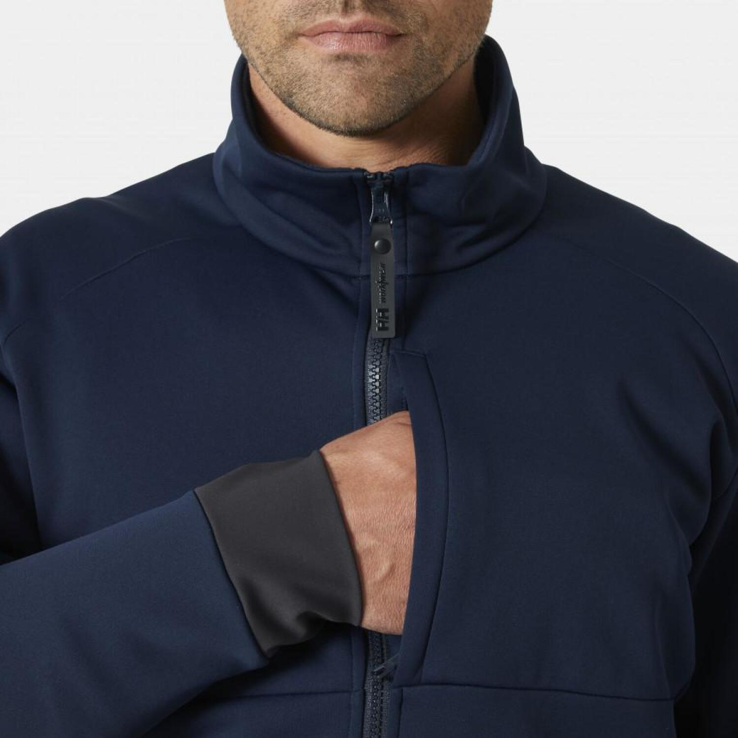 Helly Hansen džemperis 72380_590-L&HH, L, tumši zils, YKK rāvējslēdzējs, krūšu kabata, roku kabatas, elastīgas piedurkņu malas (72380_590-L&HH)