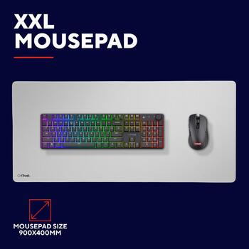 Trust коврик для мыши GXT 759W XXL 25613, 900mm, 400mm, белый, монохромный, PET, прошитые края, нескользящая основа (25613)