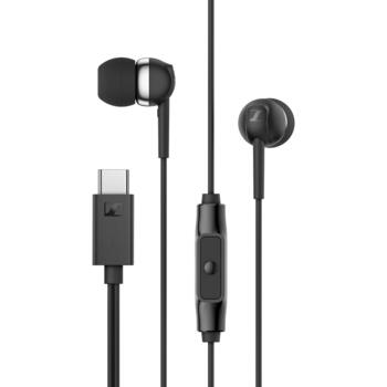 Sennheiser наушники CX 80U 800125, 28 Ω, 17-20 кГц, USB-C, 1.2 м, внутриканальные, с микрофоном, черные (800125)