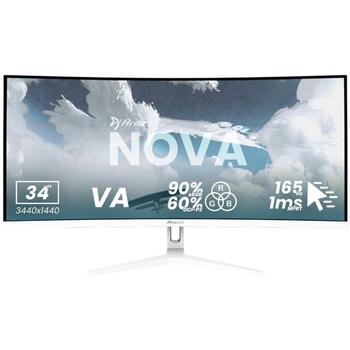 Arozzi Nova AZ-NO-34T2K165-WT монитор, 34 дюйма, VA, QHD, 21:9, 165 Гц, 1 мс, 3440x1440, 350 кд/м², 2xHDMI, 2xDisplayPort, белый (AZ-NO-34T2K165-WT)