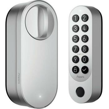 Aqara смарт-замок U200/ Серебро EL-D02D-S, Bluetooth 5.0, NFC, считыватель отпечатков пальцев, адаптер на AA батареи (EL-D02D-S)