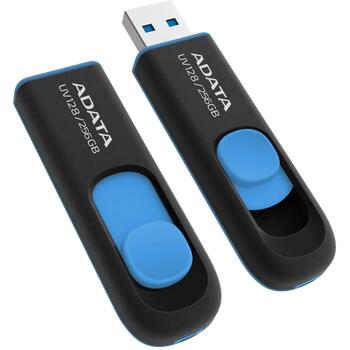Adata USB флеш-накопитель AUV128-256G-RBE 256 ГБ, USB 3.2 Gen 1, скорость чтения 100 МБ/с, черный, синий (AUV128-256G-RBE)