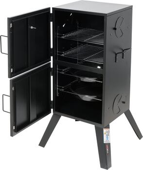 Lund коптильня 99916, 53x51x100 см, сталь, уголь, гриль, копчение, пароварка, термометр, 2 решетки, 2 чаши, 4 ручки (99916)