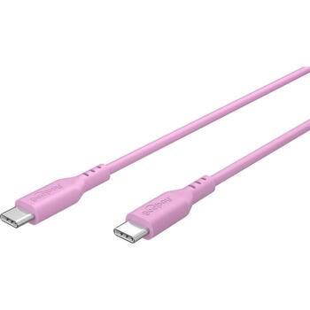 Goobay USB-C Silikona kabelis 77746, 1.5m, 60W PD, 480 Mbps, rozā (77746)