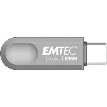 Emtec USB флешка ECMMD256GD283, 256GB, USB 3.2, 80Mbps, 20Mbps, серый, пластиковый корпус (ECMMD256GD283)