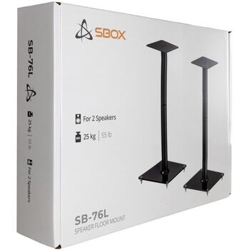 Sbox Подставка для динамика SB-76L, SB-76L, 300x300x765mm, 25kg, черный с мелкой текстурой, закаленное стекло, сталь, пластик (SB-76L)