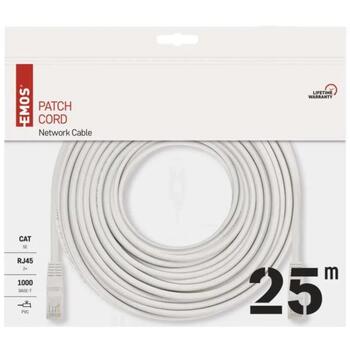 Emos UTP патч-кабель CAT5E S9130, 25 м, 8 проводов, RJ45/RJ45, серый, PVC, 1000 Base-T (S9130)