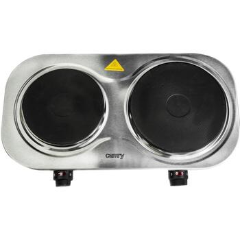 Camry электрическая плита CR 6511, 2500W, 2 конфорки, нержавеющая сталь, поворотные ручки (CR 6511)