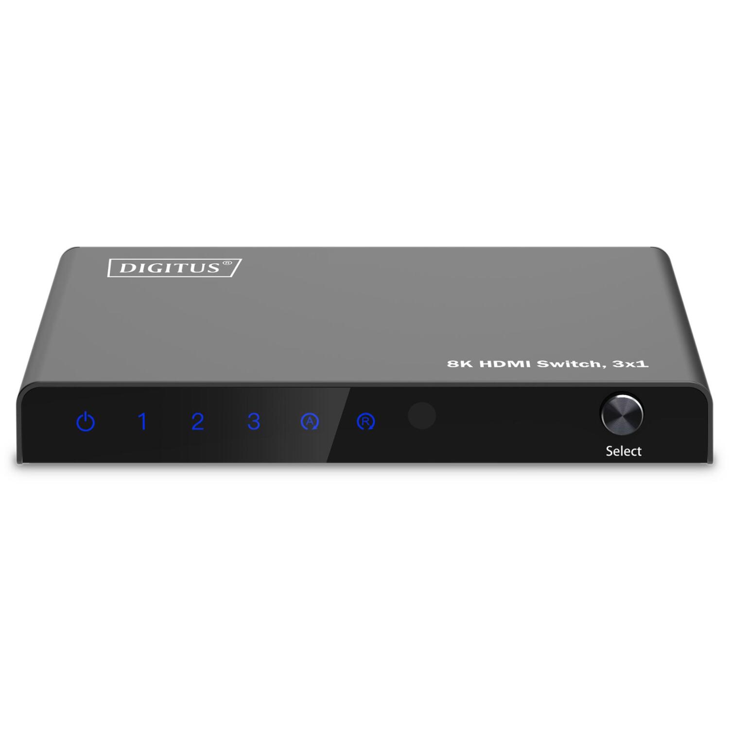 Digitus HDMI коммутатор, 3x1, DS-55333, 4xHDMI, 48Gbps, металлический корпус, поддержка HDR (DS-55333)
