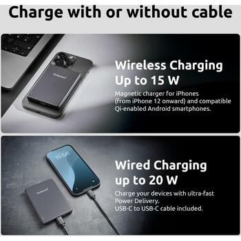 Intenso Power Bank 7344024, 5000mAh, 15W беспроводная зарядка, 20W USB-C PD, совместим с MagSafe (7344024)