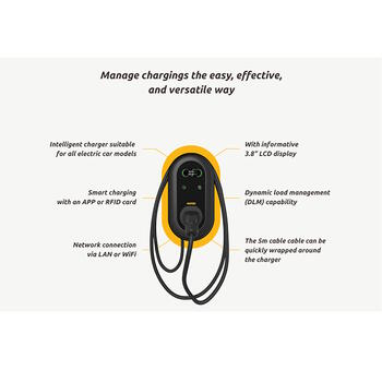 Стационарное настенное зарядное устройство Morek EV, 22 кВт, 32 А, Type 2, 3 фазы, кабель 6,5 м, чёрный (MEV22DREWN6T2)