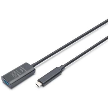 Digitus aktīvais USB 3.2 Gen2 10G pagarinātājs DA-73113, 5m, 10 Gbps, 24 pin USB-C vīriešu, 9 pin USB A sieviešu (DA-73113)