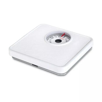 Soehnle Tempo White 1061098, механические напольные весы, 130кг, 1кг, 27x29x5,5см, стальное основание, нескользящая резина (1061098)