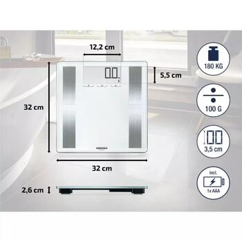 Soehnle Shape Sense Connect 100 1063872, напольные весы с анализом тела, Bluetooth, 180 кг, 100 г, 8 пользователей (1063872)