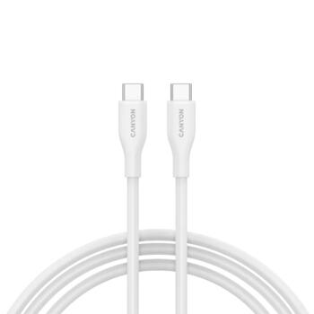 Vads ar USB C līdz USB C savienojumu 60 W ātro uzlādi un silikona pārklājumu CC60SC10 C-C 60W 1 m Silicon Balts CNS-CC60SC10W CANYON (CNS-CC60SC10W)