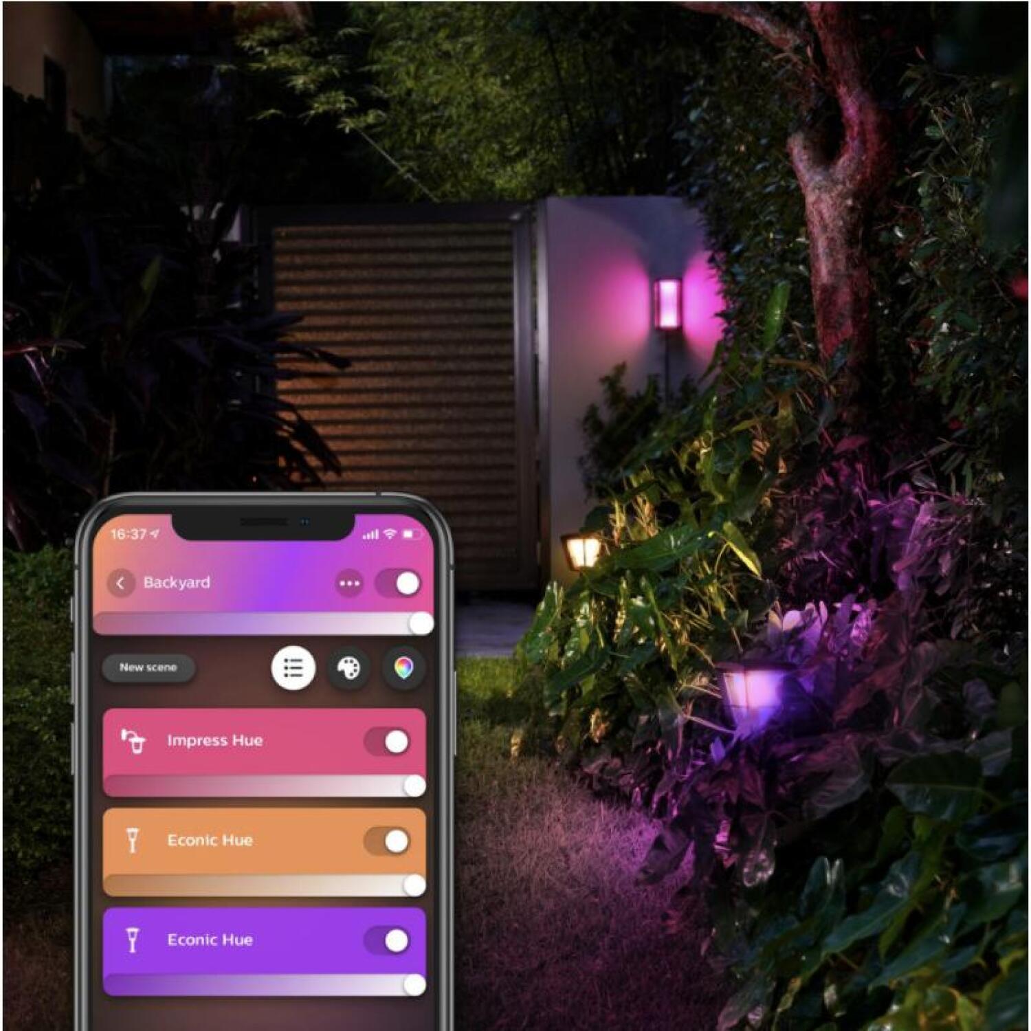 Philips Hue уличный настенный светильник Impress 8718696174333, 8Вт, IP44, 1180лм, 2000-6500К, LED, Bluetooth, Zigbee (8718696174333)