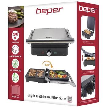 Beper Гриль P101TOS503, 2000W, 280x250mm, 90°/180° наклон, регулируемый термостат, холодные ручки (P101TOS503)