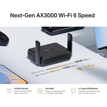 Mercusys дорожный маршрутизатор MR84X-Travel, 574/2402 Мбит/с, 10/100/1000 Мбит/с, 1x RJ-45, 1x USB (MR84X-Travel)
