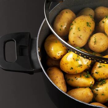 Russell Hobbs Saliekams metāla marmora katliņu un pannu komplekts RH01840EU7, 4 gab, 3,6 kg, melna, nerūsējošais tērauds (RH01840EU7)