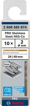 Urbjmašīnām/skrūvgriežiem PRO STAINLESS STEEL HSS-CO SPIRĀLVEIDA URBIS, 2608585874 BOSCH (2608585874)
