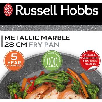 Russell Hobbs Сковорода RH028001EU7, 28см, Черная, Алюминий, Непригораемое, Подходит для Электрических, Газовых, Галогенных (RH028001EU7)