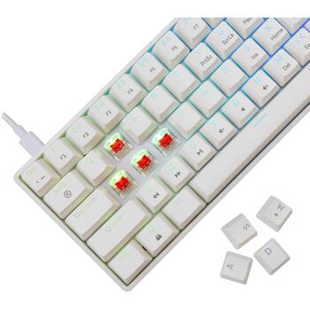 White Shark SHINOBI-2-W-US-RED.SW, механическая клавиатура, 61 клавиша, RGB, горячая замена Red переключателей, anti-ghosting, USB (SHINOBI-2-W-US-RED.SW)