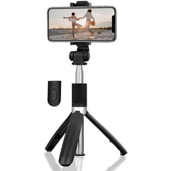 Media-Tech Селфи штатив 2в1 MT5542, 55-85mm, 186mm, 680mm, Bluetooth пульт, нержавеющая сталь (MT5542)