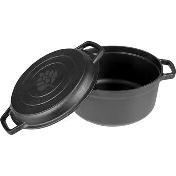 Browin čuguna katls ar pannu 330528, 5 l, 1 l, 26 cm, 21 cm, 12 cm, 15 cm, rokturi, vāks, grila panna, indukcijas, gāzes (330528)