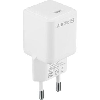 Sandberg USB-C Сетевое Зарядное Устройство 341-42, 230V, 5V/3A, 9V/2.22A, 12V/1.67A, 20W, 1 USB-C порт, белый (341-42)