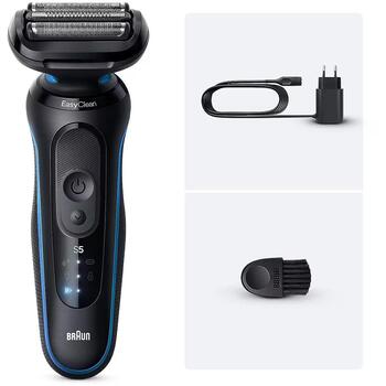 Бритва Braun Series 5 52-B1000s, 50 мин, влажное и сухое, литий-ионный аккумулятор, 3 лезвия, беспроводная, быстрая зарядка (52-B1000s)