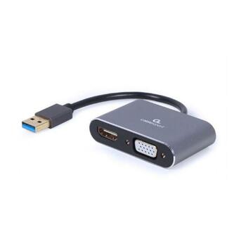 Gembird USB адаптер A-USB3-HDMIVGA-01 1 HDMI, 1 USB 3.0, серый (A-USB3-HDMIVGA-01)