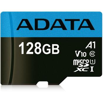 Adata карта памяти microSDXC AUSDX128GUICL10A1-RA1 128GB, скорость чтения 85MB/s, скорость записи 25MB/s, UHS-I, Class 10 (AUSDX128GUICL10A1-RA1)