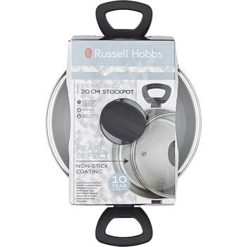 Russell Hobbs Перламутровая кастрюля RH01712EU, 20см, алюминий, матовый серый, 10см, с крышкой, можно мыть в посудомоечной машине (RH01712EU)