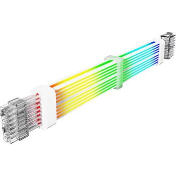 Gamemax barošanas kabeļa pagarinātājs VGA/CPU 2x8PIN-W, 30cm, 7A, 2x8-kontaktu savienotājs, RGB LED apgaismojums (VGA/CPU 2x8PIN-W)